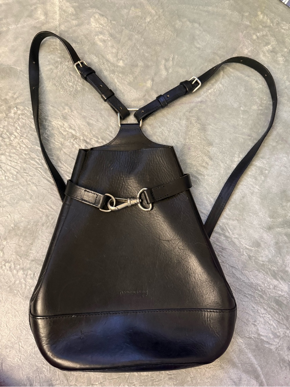 Dooney & Bourke Sleek Black Leather Convertible Backpack - Minimal Hardware